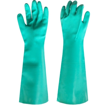 18 pulgadas de resistencia ácida 22 antienvejecedores Mil Thickness del guante verde del nitrilo