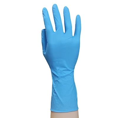 12 pulgadas del guante disponible del nitrilo del nitrilo de guantes azules impermeables médicos del examen