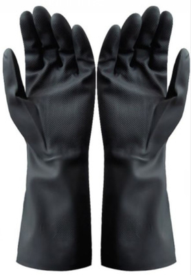 Guantes de goma del neopreno negro químico de los guantes 410m m del neopreno de la resistencia ácida