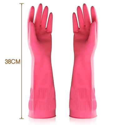 Guantes alineados multitud libre del hogar de los guantes los 38CM del lavaplatos del látex de la prenda impermeable
