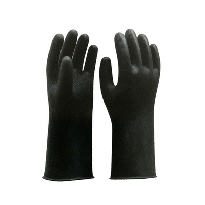Guantes de goma industriales 32 cm Unflocked del negro de la prenda impermeable que alinea la sustancia química resistente