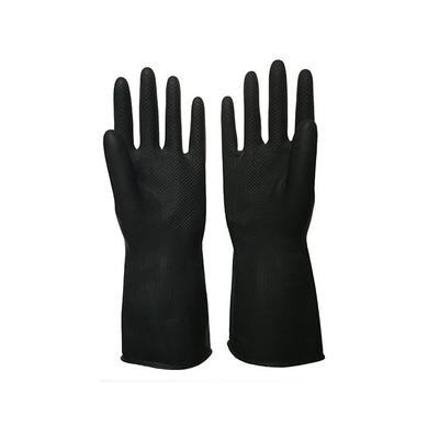 Guantes de goma industriales 32 cm Unflocked del negro de la prenda impermeable que alinea la sustancia química resistente