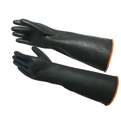 Los guantes de goma resistentes de la mano del espesamiento los 45CM se reunieron guantes de goma extralargos