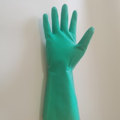 Fricción anti de los guantes resistentes químicos del guante del nitrilo del verde de XXL 18mil