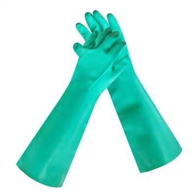guantes resistentes del nitrilo del XL XXL del verde del nitrilo de los guantes de 22mil Unflocked