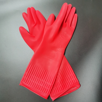Unflocked que alinea guantes extralargos de limpieza del puño del látex natural de los guantes los 38CM del látex
