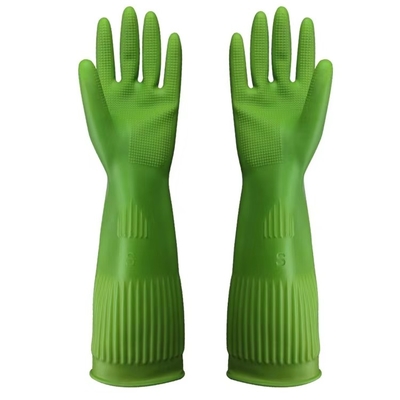 Guantes extralargos libres del lavaplatos de la resistencia química de los guantes de la cocina del látex de los 38CM