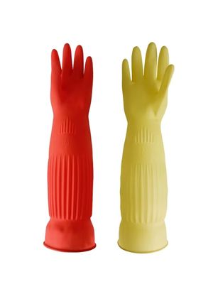Guantes de limpieza de látex extra largos resistentes a sustancias químicas Guantes flexibles reutilizables adecuados para múltiples aplicaciones de limpieza