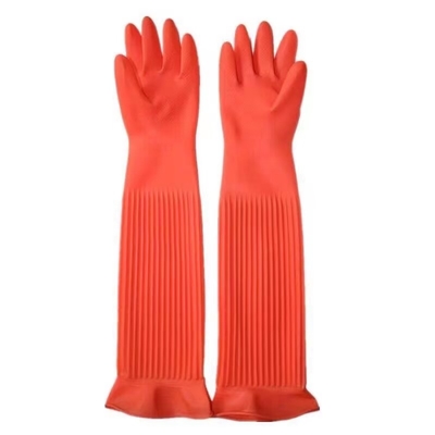 Guantes extralargos alineados multitud del látex del trabajo de los guantes 195G/Pair del hogar de los 55CM