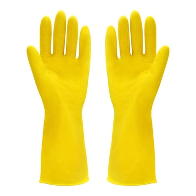 Sustancias químicas de limpieza de los guantes del látex de la guarnición de Unflocked del cuenco del guante del hogar del látex de los 32CM