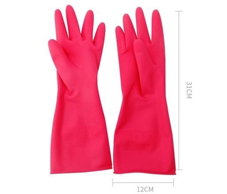 Guantes químicos de alineación bloqueados interiores del látex de los 30cm del látex del guante rojo del hogar