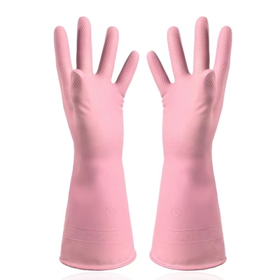 El guante rojo del hogar del látex de Morande se reunió alineando guantes resistentes químicos del látex de la cocina