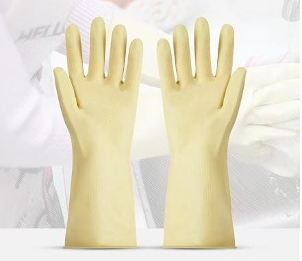 Los guantes amarillos del látex del hogar del espesamiento pinchan el guante amarillo del látex de la prevención los 32cm