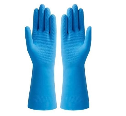 Desbloqueado alineando el hogar natural del guante del látex que espesa el guante azul del látex