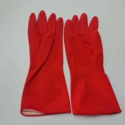Guantes rojos del látex de la resistencia del álcali que espesan el guante industrial del látex de los 30-32CM