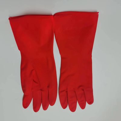 Los guantes rojos del látex del espesamiento engrasan la resistencia Unflocked que alinea guantes libres del lavaplatos del látex