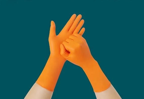Limpieza industrial disponible del gramo los 30CM de los guantes 7g del nitrilo anaranjado del hogar
