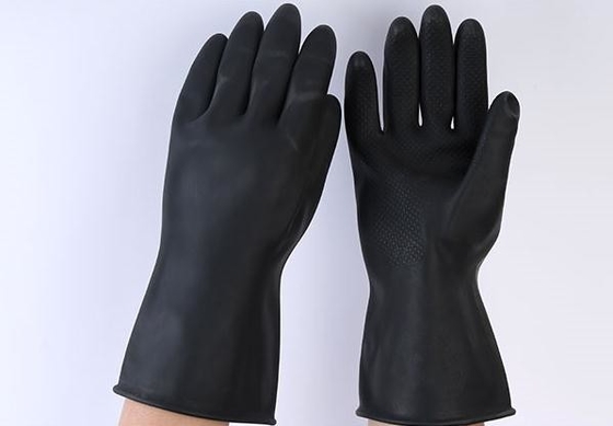 guantes de limpieza industriales Unflocked de los 31Cm que alinea los guantes de goma negros resistentes