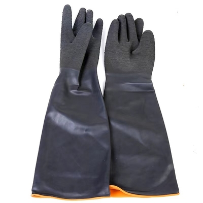 Arrugue la alineación reunida los 55Cm de goma resistente de goma de los guantes industriales