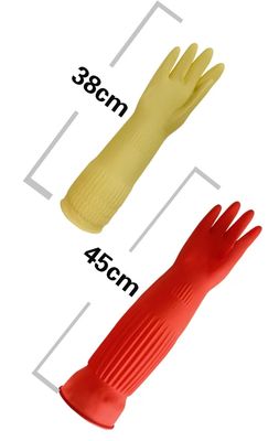 Guantes de látex con manguito extra largo de OEM Logotipo personalizado 100g Guantes duraderos de par de espesor ideales para aplicaciones de manipulación química