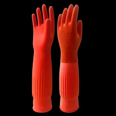 Guantes de látex extra largos de manguito de tamaño pequeño desechables e impermeables