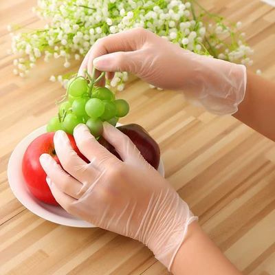 Guantes de vinilo desechables de 9 pulgadas Ambidextro Guantes de vinilo transparentes diseñados para la preparación y limpieza de alimentos médicos