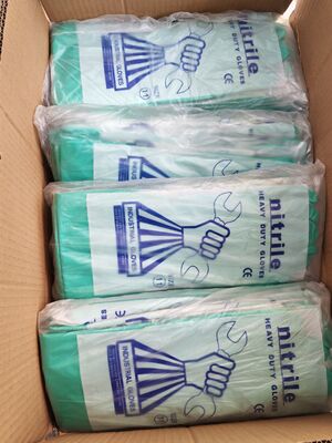 Guantes verdes de nitrilo probados por quimioterapia, con certificación CE Guantes duraderos adecuados para uso industrial