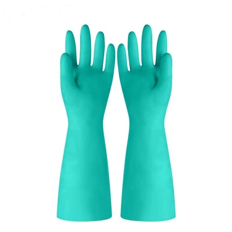Thickness 15-18 Mil Green Nitrile Glove Non Beaded Cuff Heavy Duty Puncture Resistant Suitable Laboratory And Food Tasks