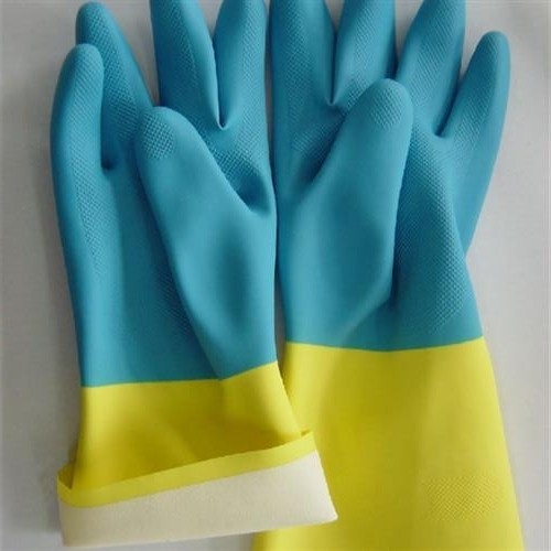 Cocina que limpia resistente químico de la longitud bicolor del guante industrial los 33Cm del neopreno