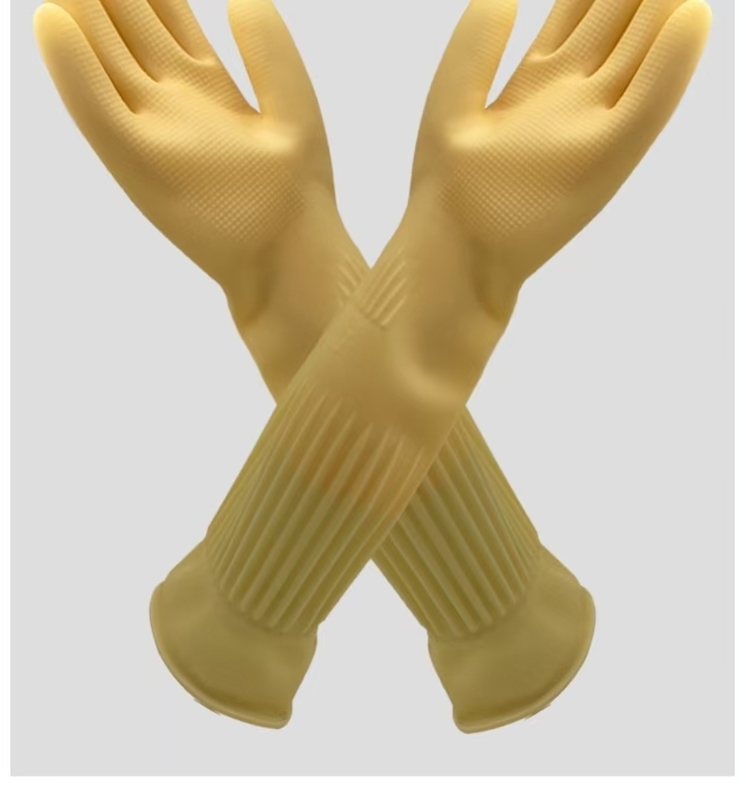 Guantes de látex extra largos de manguito de tamaño pequeño desechables e impermeables