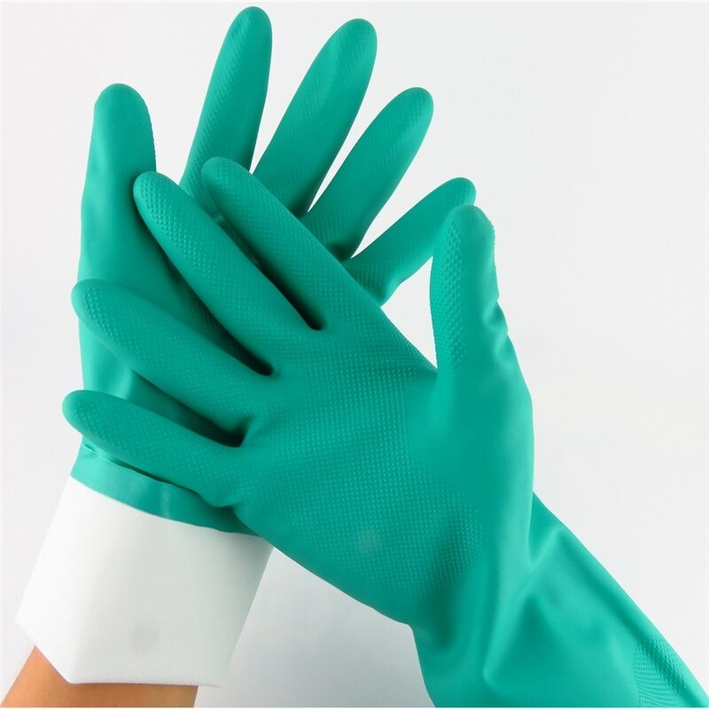 Nitril Verde Guante de nitril Ambidextro Dedo texturado Confortable Guantes de protección duraderos para industria médica